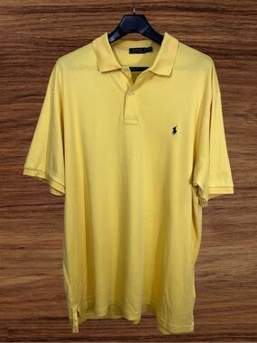 Polo Ralph Lauren Men’s Yellow Polo with Blue Horse Stitch. Size 2XLT
